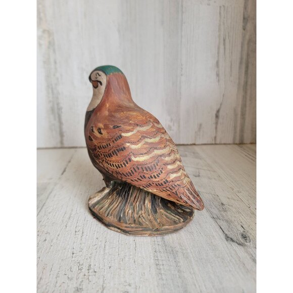 Vintage quail bird pottery unique home decor animal woods heavy - Picture 3 of 9